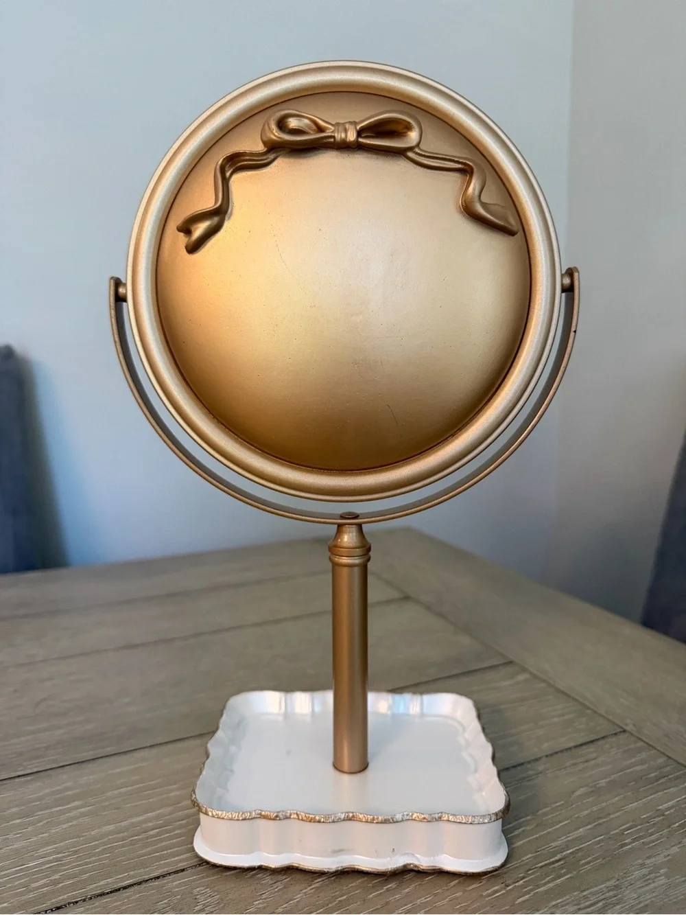 Gold Decorative Vanity Mirror with Bow Accent